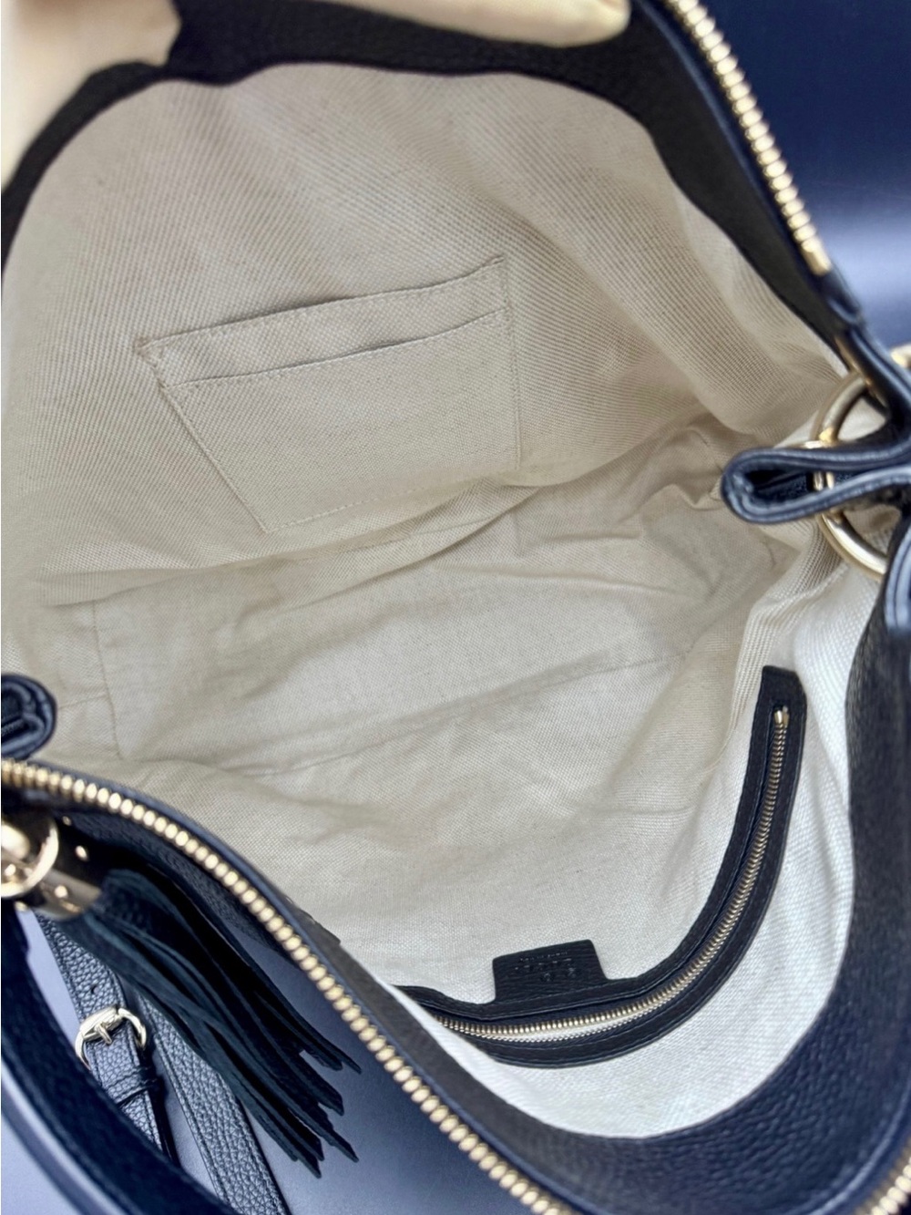 Gucci Soho Black Pebbled Leather Shoulder Crossbody Hobo Bag Like New - Picture 4 of 13